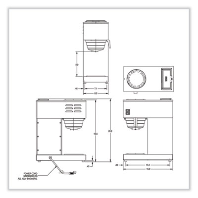 BUNN VPR 12-Cup Commercial Pourover Coffee Brewer, Gray/Stainless Steel (BUN332000015) BUN332000015