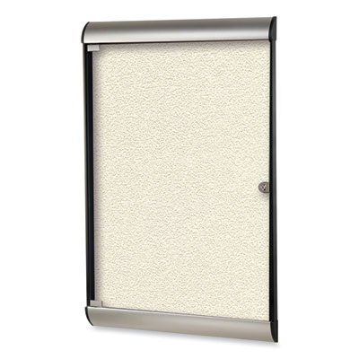 Ghent Silhouette 1 Door Enclosed Vinyl Bulletin Board with Satin Frame