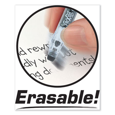 FriXion ColorSticks Erasable Gel Pen, Stick, Fine 0.7 mm, Black Ink, Black Barrel, Dozen