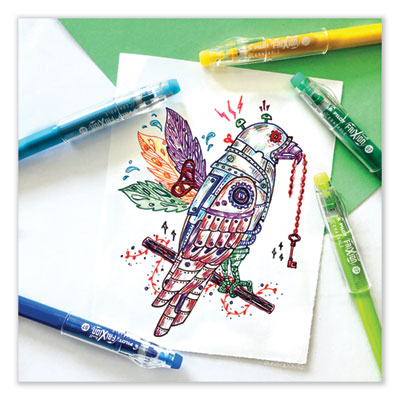 FriXion ColorSticks Erasable Gel Pen, Stick, Fine 0.7 mm, Blue Ink, Blue Barrel, Dozen