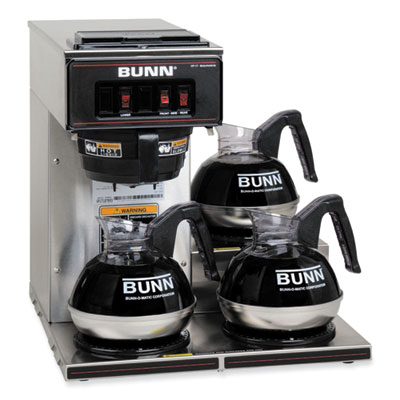 BUNN VP17-3 12-Cup Pour-Over Coffee Maker with Three Warmers, Stainless Steel/Black (BUN133000003) BUN133000003