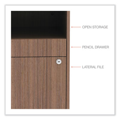 Alera Open Office Desk Series Low File Cabinet Credenza, 2-Drawer: Pencil/File, Legal/Letter, 1 Shelf,Walnut,29.5x19.13x22.88