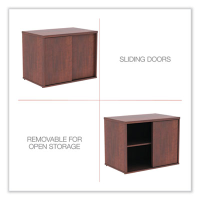 Alera Open Office Desk Series Low Storage Cabinet Credenza, Woodgrain Laminate, 29.5w x 19.13d x 22.78h, Medium Cherry
