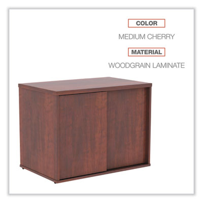 Alera Open Office Desk Series Low Storage Cabinet Credenza, Woodgrain Laminate, 29.5w x 19.13d x 22.78h, Medium Cherry