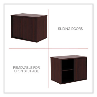 Alera Open Office Desk Series Low Storage Cabinet Credenza, Woodgrain Laminate, 29.5w x 19.13d x 22.78h, Mahogany