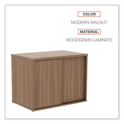 Alera Open Office Desk Series Low Storage Cabinet Credenza, Woodgrain Laminate, 29.5w x 19.13d x 22.78h, Modern Walnut