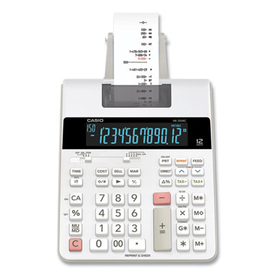 Casio HR-300RC 12-Digit Printing Calculator, Black/Red Print, 2 Lines/Second, White (CSOHR300RC) CSOHR300RC
