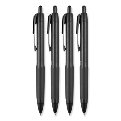 207 Plus+ Gel Pen, Retractable, Medium 0.7 mm, Blue Ink, Black Barrel, 4/Pack