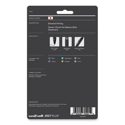 207 Plus+ Gel Pen, Retractable, Medium 0.7 mm, Assorted Inspirational Ink Colors, Black Barrel, 6/Pack