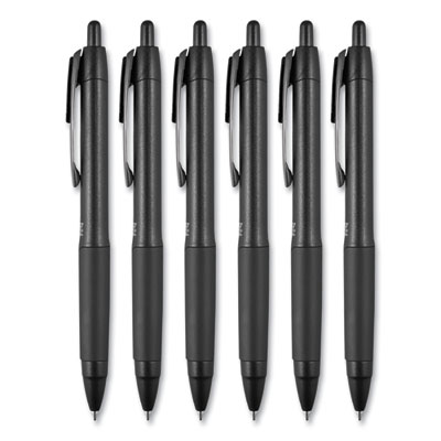 207 Plus+ Gel Pen, Retractable, Medium 0.7 mm, Assorted Inspirational Ink Colors, Black Barrel, 6/Pack
