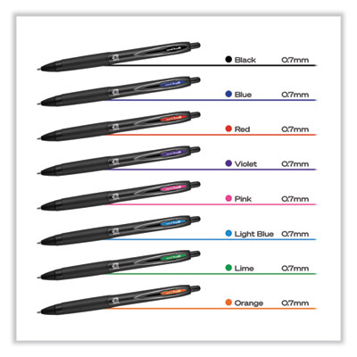 207 Plus+ Gel Pen, Retractable, Medium 0.7 mm, Assorted Inspirational Ink Colors, Black Barrel, 6/Pack
