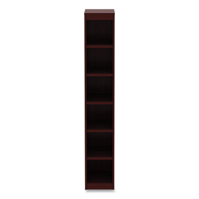 Alera Valencia Series Narrow Profile Bookcase, Six-Shelf, 11.81w x 11.81d x 71.73h, Mahogany