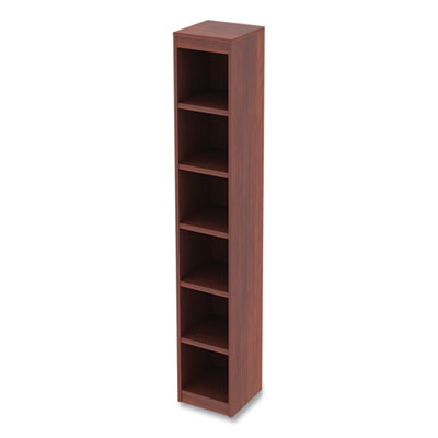 Alera Valencia Series Narrow Profile Bookcase, Six-Shelf, 11.81w x 11.81d x 71.73h, Medium Cherry
