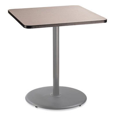 Cafe Table, 36w x 36d x 42h, Square Top/Round Base, Gray