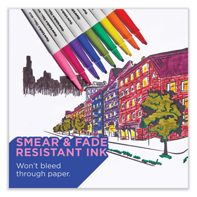 Flair Felt Tip Porous Point Pen, Stick, Bold 1.2 mm, Assorted Ink Colors, White Pearl Barrel, 6/Pack