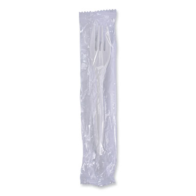 Mediumweight Wrapped Polypropylene Cutlery, Fork, Plastic, White, 1,000/Carton