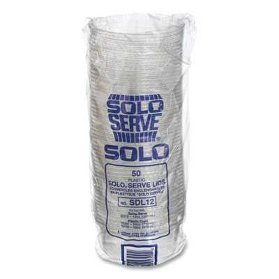 SoloServe PET Sundae Cup Lids, Fits 5.5 oz to 12 oz Cups, Clear, 1,000/Carton