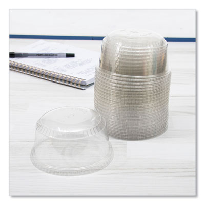 SoloServe PET Sundae Cup Lids, Fits 5.5 oz to 12 oz Cups, Clear, 1,000/Carton