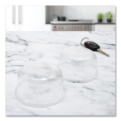 SoloServe PET Sundae Cup Lids, Fits 5.5 oz to 12 oz Cups, Clear, 1,000/Carton