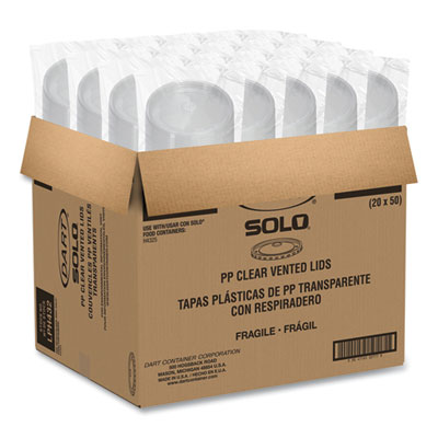 Polypropylene Vented Food Container Lids, Recessed, For 32 oz Containers, Clear, 1,000/Carton