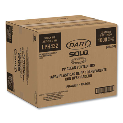 Polypropylene Vented Food Container Lids, Recessed, For 32 oz Containers, Clear, 1,000/Carton