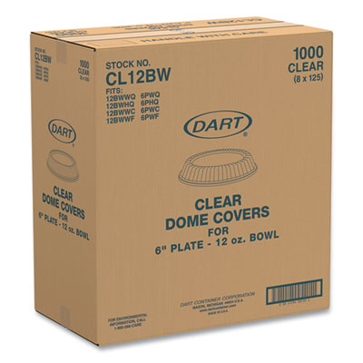 Dart Dome Covers, Fit 6" Disposable Plates and 10 oz to 12 oz Disposable Bowls, Clear, Plastic, 1,000/Carton (DCCCL12BW) DCCCL12BW