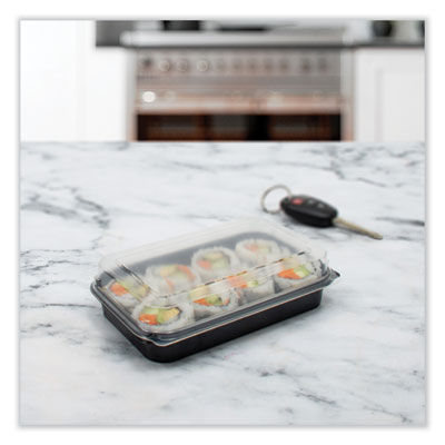 Creative Carryouts BoxLine Black Base/Clear Lid Hinged Containers, 3.9 x 6 x 1.8, Plastic, 500/Carton