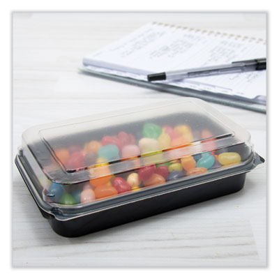 Creative Carryouts BoxLine Black Base/Clear Lid Hinged Containers, 3.9 x 6 x 1.8, Plastic, 500/Carton