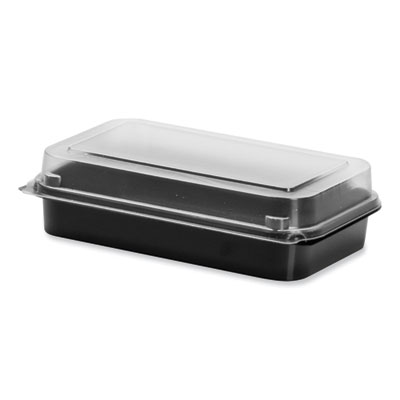 SOLO® Creative Carryouts BoxLine™ Black Base/Clear Lid Hinged Containers