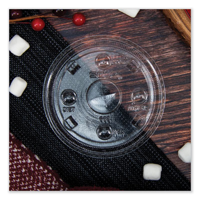 PETE Plastic Flat Straw-Slot Cold Cup Lids, Fits 12 oz to 24 oz Cups, Clear, 1,000/Carton
