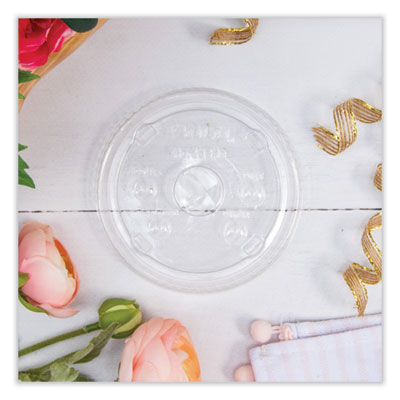 PETE Flat Straw-Slot Cold Cup Lids, Fits 28 oz to 32 oz, Clear, 600/Carton