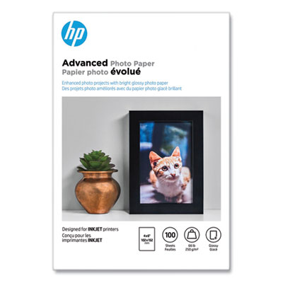 Advanced Photo Paper, 10.5 mil, 4 x 6, Glossy White, 100/Pack HEWQ6638A