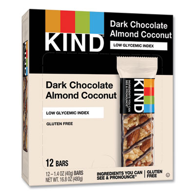 Fruit and Nut Bars, Dark Chocolate Almond and Coconut, 1.4 oz Bar, 12/Box