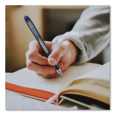 Jetstream Hybrid Gel Pen, Stick, Bold 1 mm, Blue Ink, Black/Silver/Blue Barrel