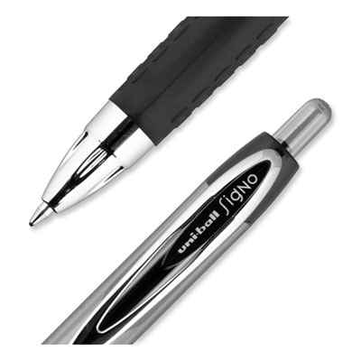 Signo 207 Gel Pen, Retractable, Medium 0.7 mm, Black Ink, Smoke/Black Barrel, 4/Pack