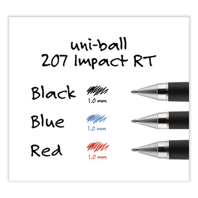 207 Impact RT Gel Retractable Pen Refills, Bold 1 mm Conical Tip, Black Ink, 2/Pack