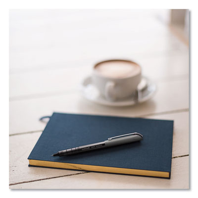 VISION Needle Rollerball Pen, Stick, Fine 0.7 mm, Black Ink, Gray/Clear/Black Barrel, Dozen