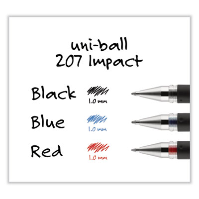 207 Impact Gel Stick Pen Refills, Bold 1 mm Conical Tip, Black Ink, 2/Pack