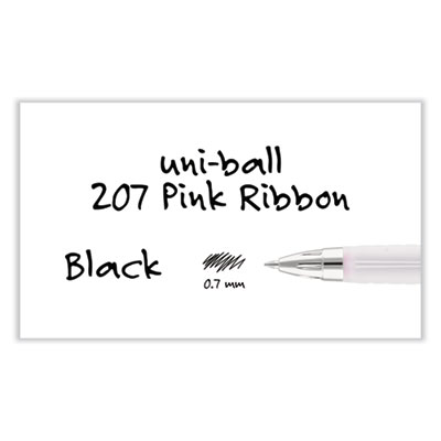 Signo 207 Breast Cancer Awareness Gel Pen, Retractable, Medium 0.7 mm, Black Ink, Translucent Pink/White Barrel, 2/Pack
