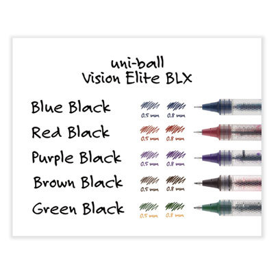 VISION ELITE BLX Series Hybrid Gel Pen, Stick, Fine 0.5 mm, Assorted Ink and Barrel Colors, 5/Pack