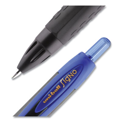 307 Gel Pen, Retractable, Fine 0.5 mm, Blue Ink, Black Barrel, Dozen