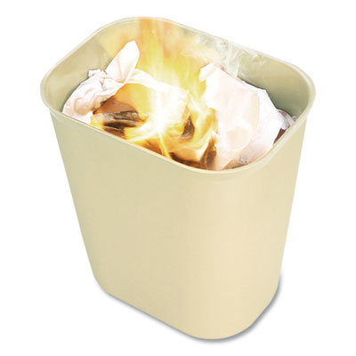 Fiberglass Wastebasket, 7 gal, Fiberglass, Beige