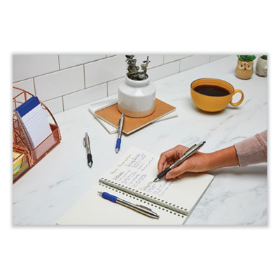 Profile Metal Ballpoint Pen, Retractable, Medium 1 mm, Blue Ink, Silver Barrel, Dozen