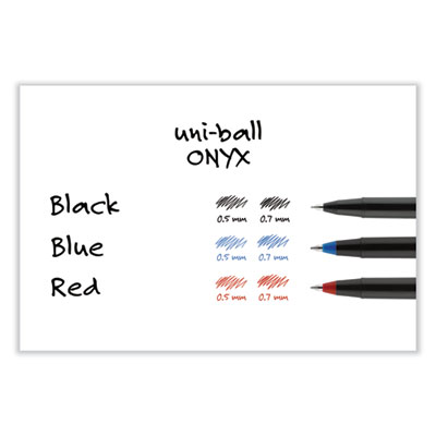 ONYX Rollerball Pen, Stick, Fine 0.7 mm, Black Ink, Black Barrel, 72/Pack