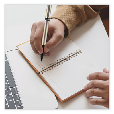 Deluxe Rollerball Pen, Stick, Extra-Fine 0.5 mm, Black Ink, Metallic Gray/Black Barrel, Dozen