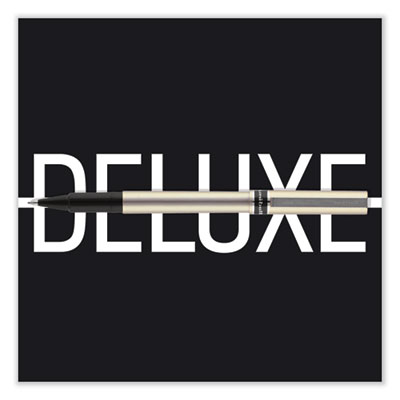 Deluxe Rollerball Pen, Stick, Extra-Fine 0.5 mm, Black Ink, Metallic Gray/Black Barrel, Dozen