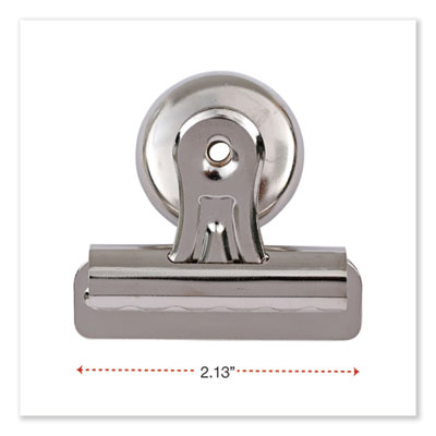 Bulldog Magnetic Clips, Medium, Nickel, 12/Pack