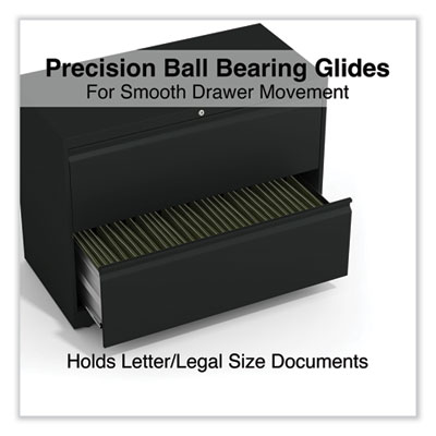 Lateral File, 2 Legal/Letter-Size File Drawers, Black, 36