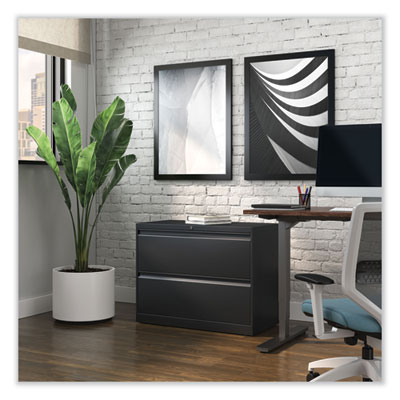 Lateral File, 2 Legal/Letter-Size File Drawers, Black, 36