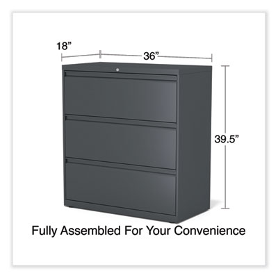 Lateral File, 3 Legal/Letter/A4/A5-Size File Drawers, Charcoal, 36